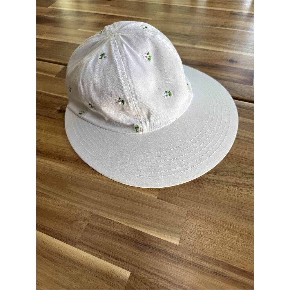 Vintage 90s Liz Claiborne Floral Wide Brim Wmn's Hat Cap Sun Beach Embroidered